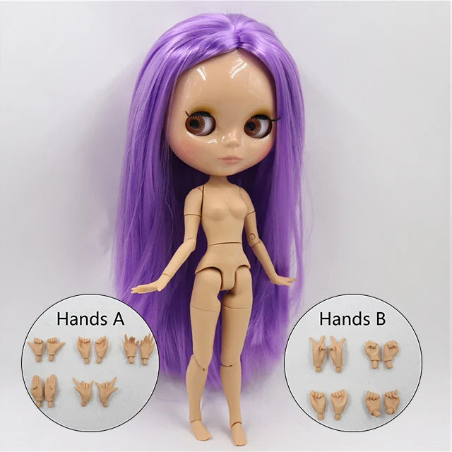 ICY DBS Blyth doll 1/6 bjd joint body tan skin doll glossy face 30cm toy random eyes colors