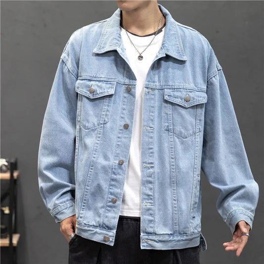 Denim Jacket Men Vintage Jean Coats Streetwear Fashion Jean Jacket Men