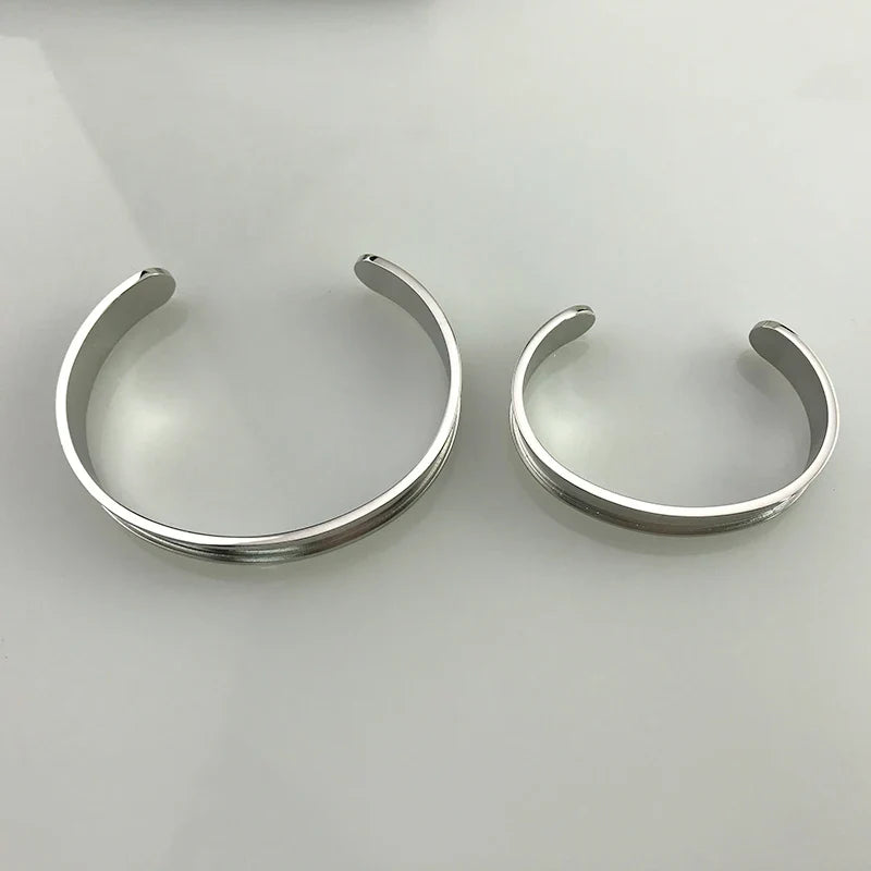 MaiLun 5pcs 10mm wide Open Cuff Bangles basic Stainless Steel Bracelet findings  Bracelet for Women  Child