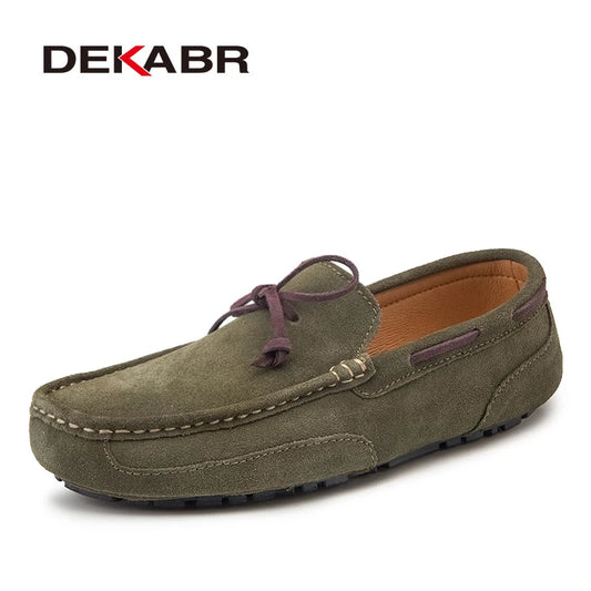 DEKABR Genuine Leather Men Shoes Luxury Brand Casual Slip On Formal Loafers Men Moccasins Male Driving Shoes Warm Loafers