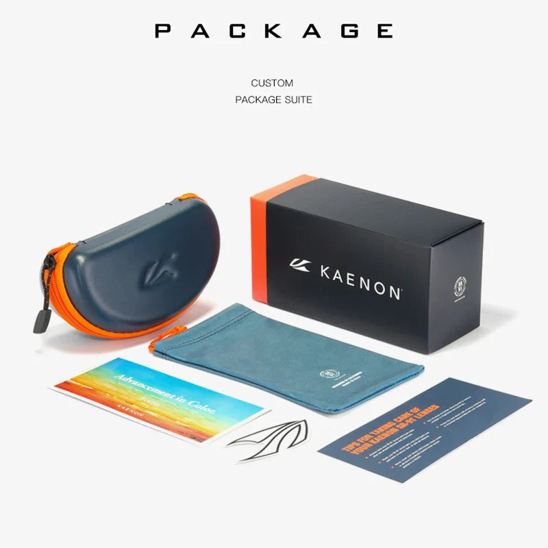 KAENON Square Polarized Sunglasses Men TR90 Flexible Sports Sun Glasses For Women Real Coating Lens With Original Box