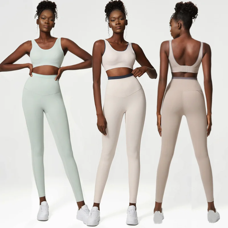 2 Pieces Yoga Suit Women Tight-Fitting Fitness Sports Set Gym Bra Elasticity