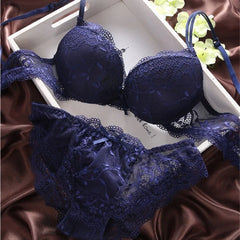 Women's Push Up Embroidery Lace Floral Bra Sets Panties Underwear 5 Colors