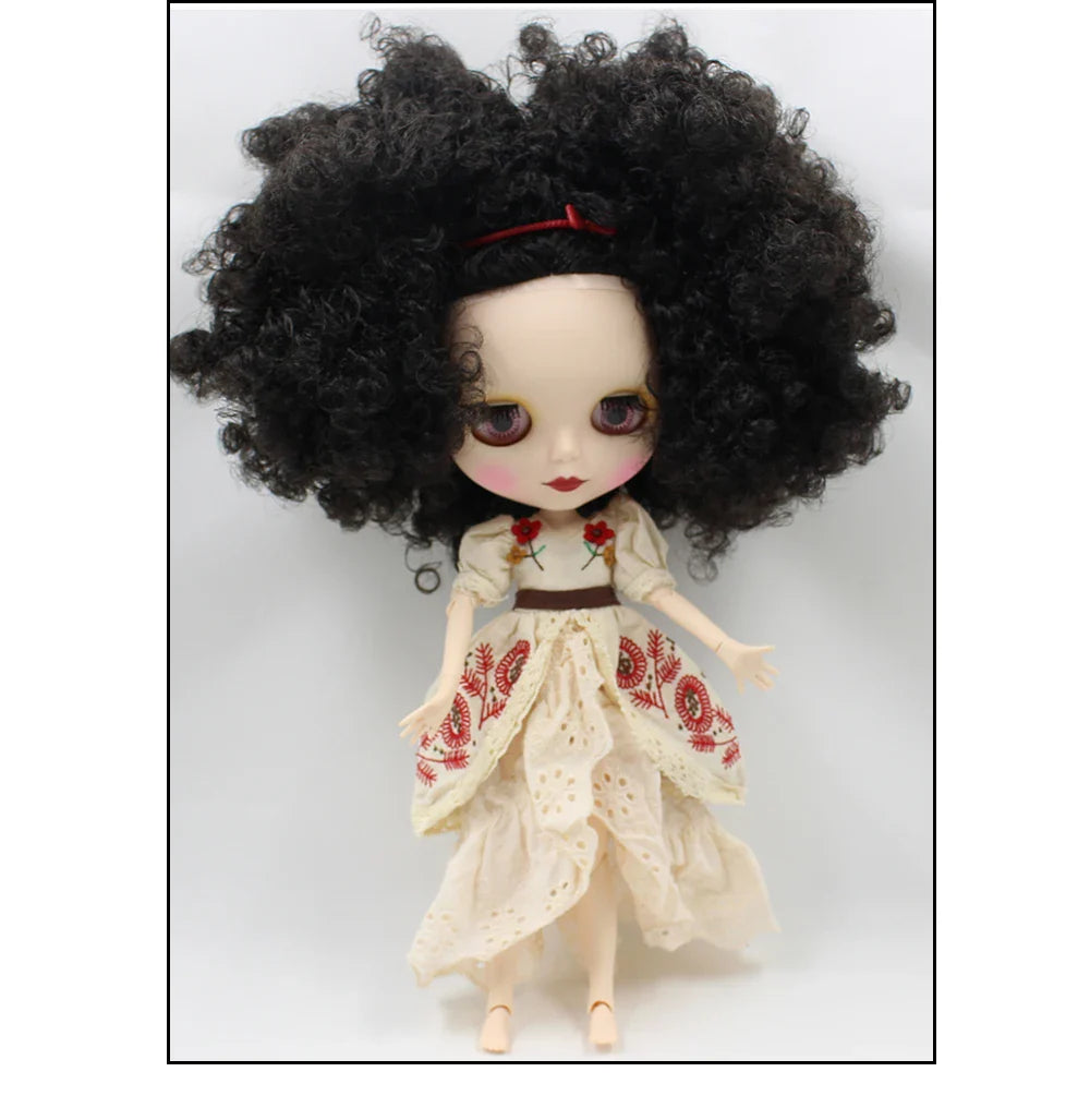 ICY DBS Blyth doll 1/6 bjd joint body white skin matte face dark skin shiny face curly hair afro hair toy 30cm