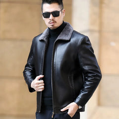 YXL-222 Leather Jacket Men's Fur One Casual Thickened Plus Cashmere