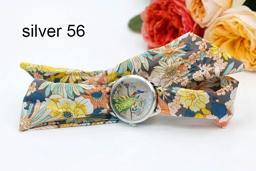 Shsby New Ladies Cloth Wristwatch Fashion Women Dress Watch High Quality Silver  Quartz Watch Sweet Girls Watch Fabric Clock