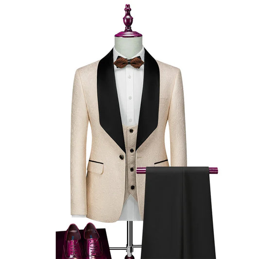 Tuxedo for Mens: Slim Fit Luxury Suits For Men Jacquard Homme Costume Fashion