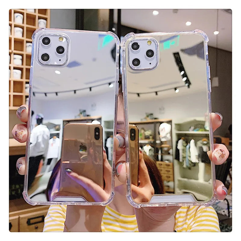 Mirror TPU Phone Case For iphone 15 14 13 12 11 Pro XS MAX XR Shockproof Back Cover Case For iphone 7 8 6s plus SE2020