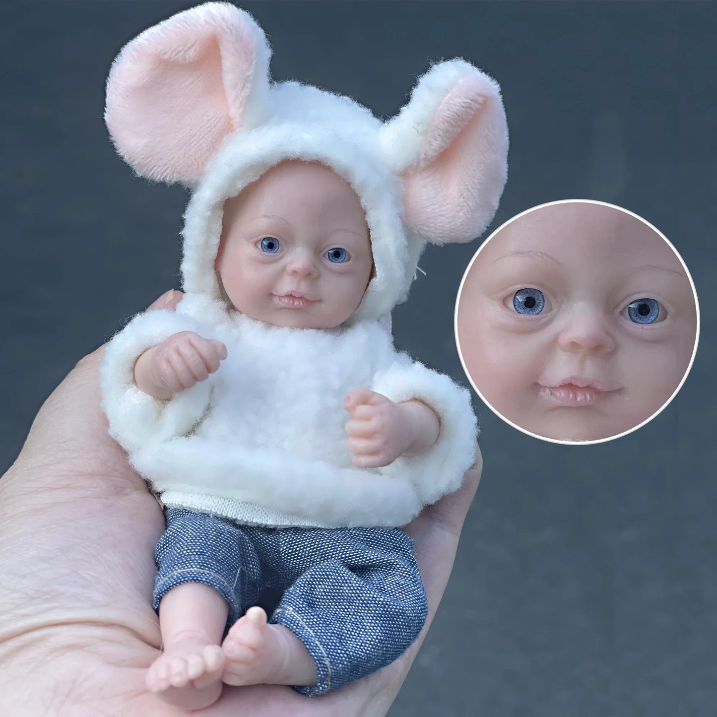 AnjoDoll Lovely 6 Inch Palm Newborn Babies Full Body Silicone Boys Reborn Dolls Bebe Reborn Corpo De Silicone Inteiro