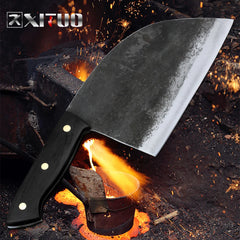 Full Tang Handmade Forged Chef Knife Hard Clad Steel Blade Butcher Slaughter