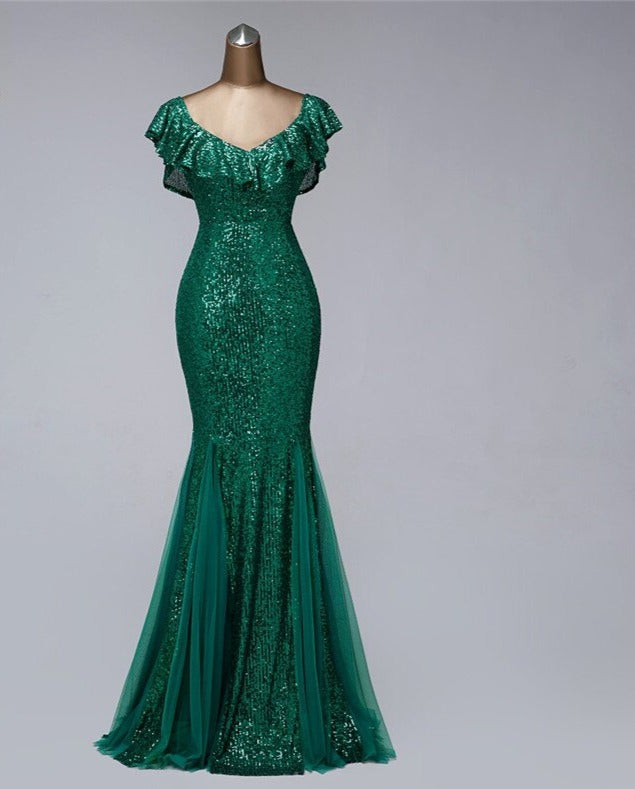 Evening wear Dresses: V-neck evening dresses long formal dress women