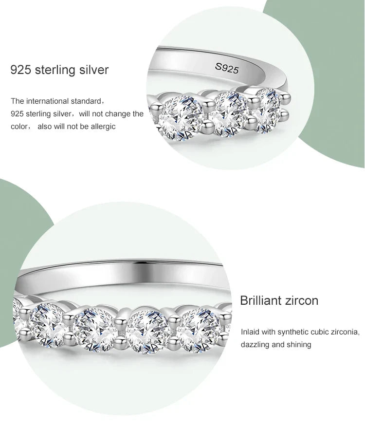 Ailmay 100% 925 Sterling Silver Stackable Round  Dazzling Cubic Zirconia Rings for Women Wedding Engagement Jewelry Gift