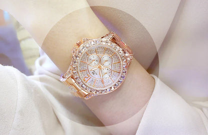 Women Watches Quartz Diamond Luxury Watch Fashion Top Brand Wristwatch Fashion Watch Ladies Crystal Jewelry Rose Gold Watch
