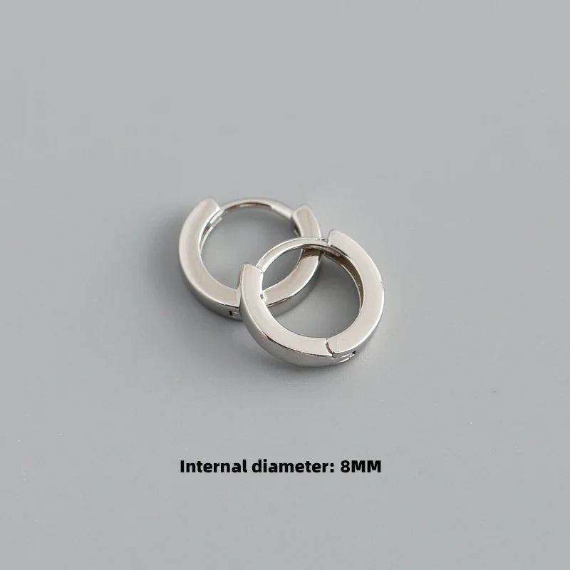 WANTME 925 Sterling Silver Minimalist Punk Rock Circle Hoop Earrings for Women Men Goth Piercing Ear Buckle Charm Fine Jewelry
