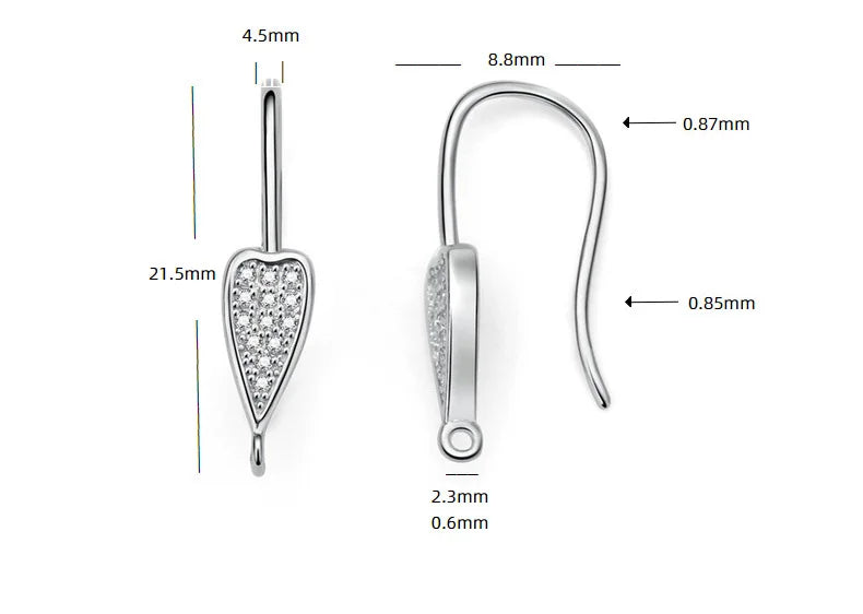 TrustDavis Real 925 Sterling Silver Fashion Dazzling CZ Opening Handmade Ear Hook Earring DIY Accessories Fine Jewelry HY365