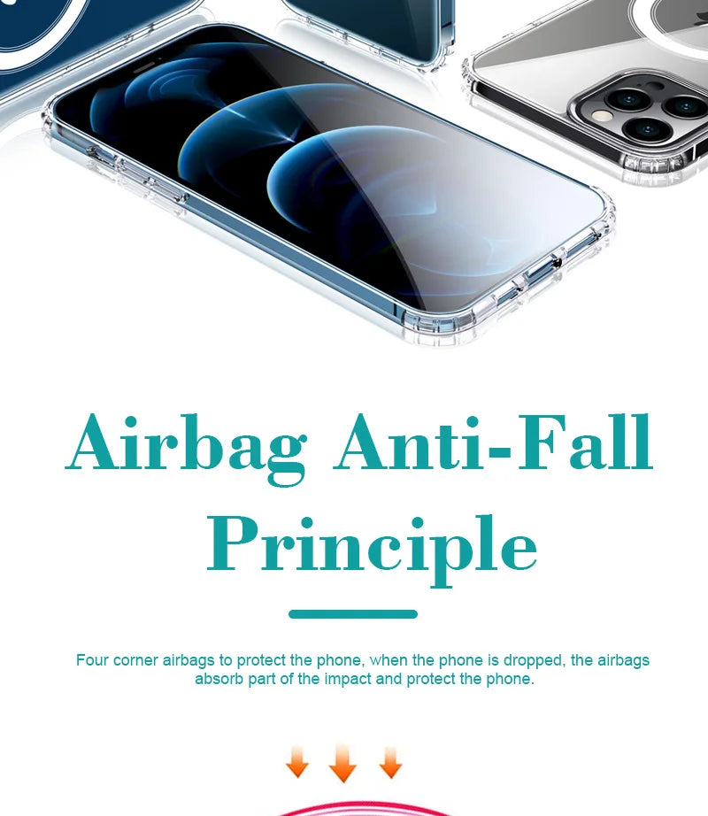 Hard Crystal Original Magnectic Case For iPhone 13 12 11 14 15 16Pro Max XSMAX XR SE 7 8Plus For Magsafe Wireless Charging Cover