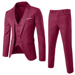 Men’s Suit Slim 3-piece Suit R Business Wedding Party Jacket Vest & Pants