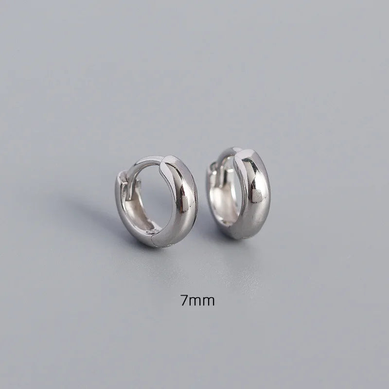 WANTME 925 Sterling Silver Minimalism Punk Rock Wide Hoop Earrings for Women Men Fashion Gothic Bohe Huggie Ear Buckle Jewelry
