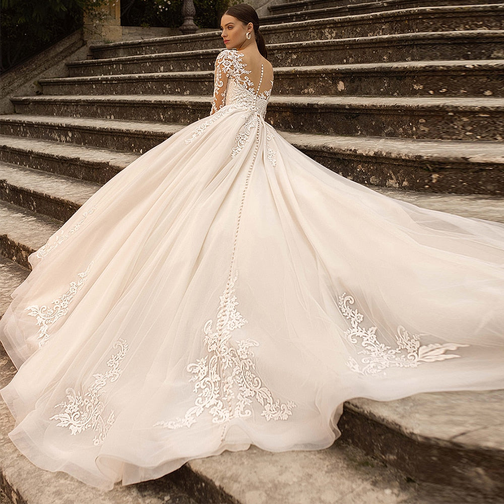 White Bridesmaid Dresses: Boho Lace Tulle Wedding Dress  Princess Champagne A-Line