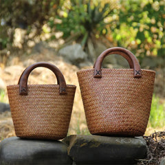 woven handbags Seaside vacation bag rattan Bucket bag