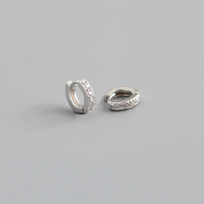 WANTME Real 925 Sterling Silver Gothic Simple White Zircon Hoop Earrings for Women Men Charms Unique Party Couple Jewelry 2021