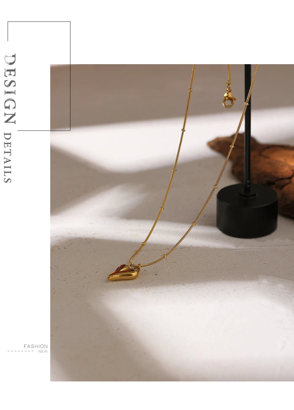 Temperament Heart Pendant Chain Necklace for Women Stainless Steel Stylish
