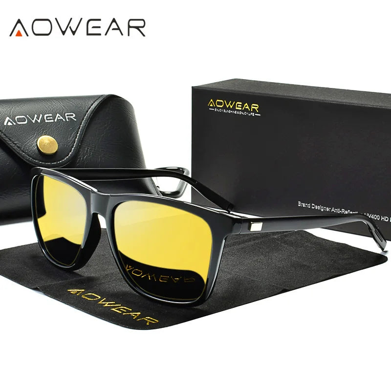 Glasses for Women Square Yellow Night Driving Goggles Sunglasses Ladies