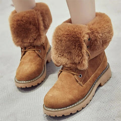 Women's Warm Boots Winter Genuine Leather Fur Snow Boots Women