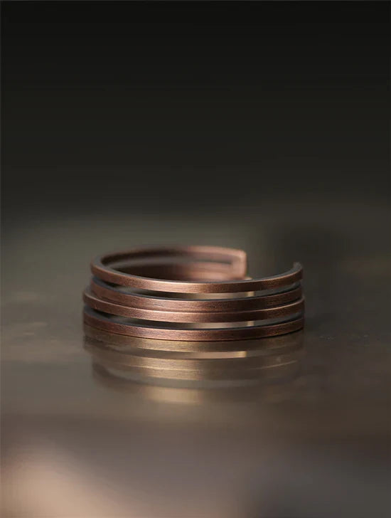 Pure Copper Handcrafted Metal Bracelet Rustic Vingtage Punk Unisex Cuff Bangle Carved Handmade Manmade Jewelry Men Women Gift