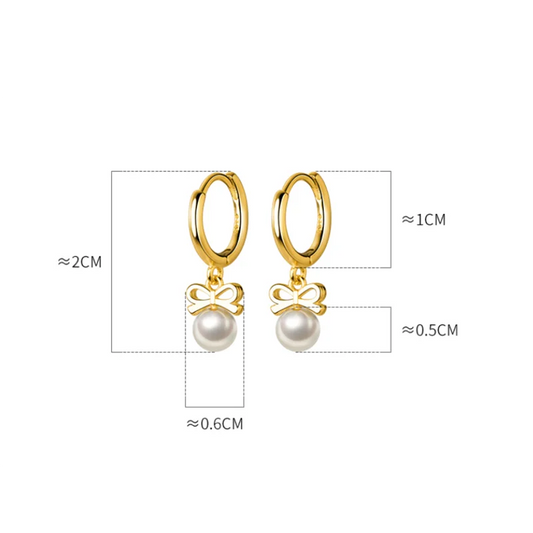 WANTME 925 Sterling Silver Cute Butterfly Synthetic Pearl Pendant Drop Earrings Fashion Charm Gold Plated Huggies Jewelry Women