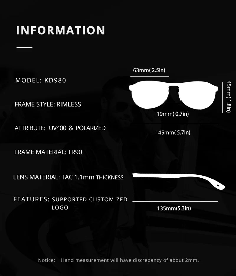 Sunglasses Polarized Material Frame TAC Polarization Lense Soft Rubber
