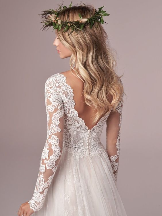 White Bridesmaid Dresses: A Line Long Sleeve Bridal Dresses Wedding Dress
