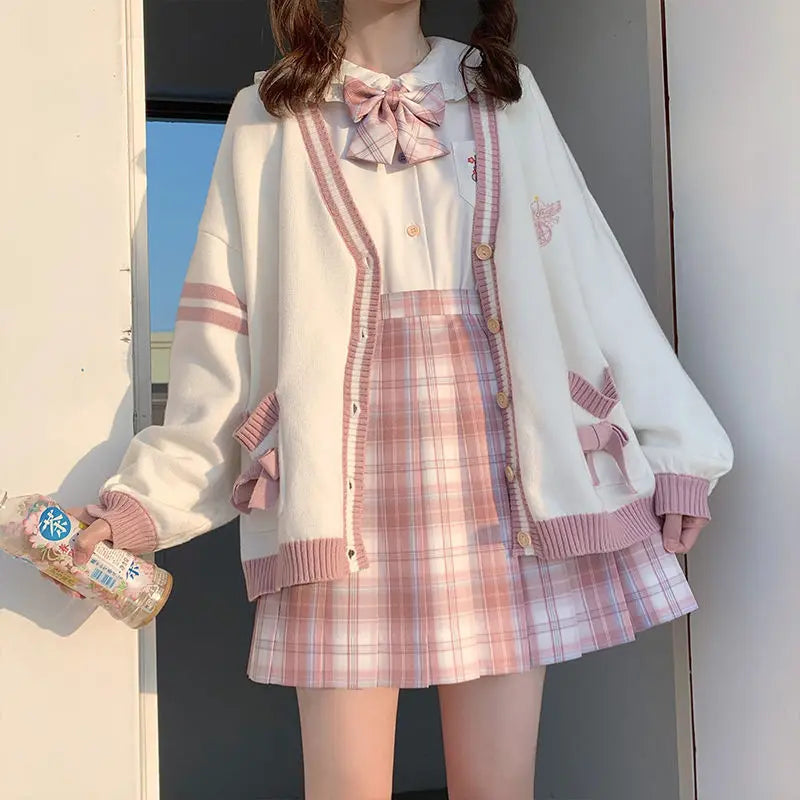 Autumn Winter Women Sweater Loose Japanese Style Sweet Knitted Cardigan