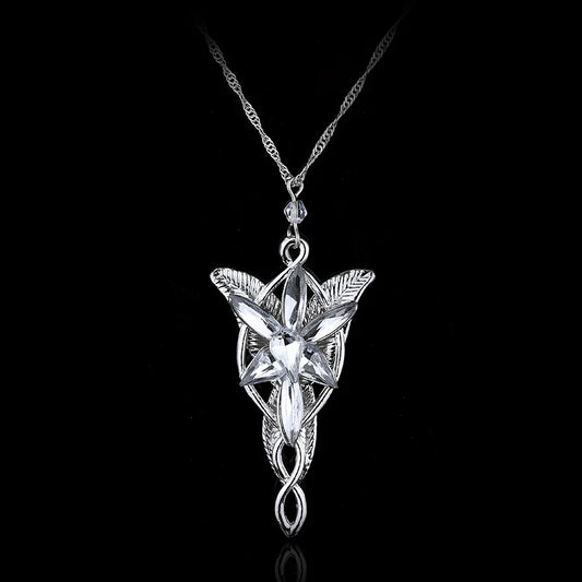 Lord Rings Arwen Evenstar Necklace The Elves Princess Fashion Crystal Cubic Zirconia Stone Pendant For Women Wedding Gifts