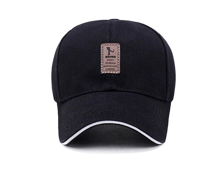 Men Structured Baseball Cap Solid Cotton Snapback Spring Autumn Women Label Stick