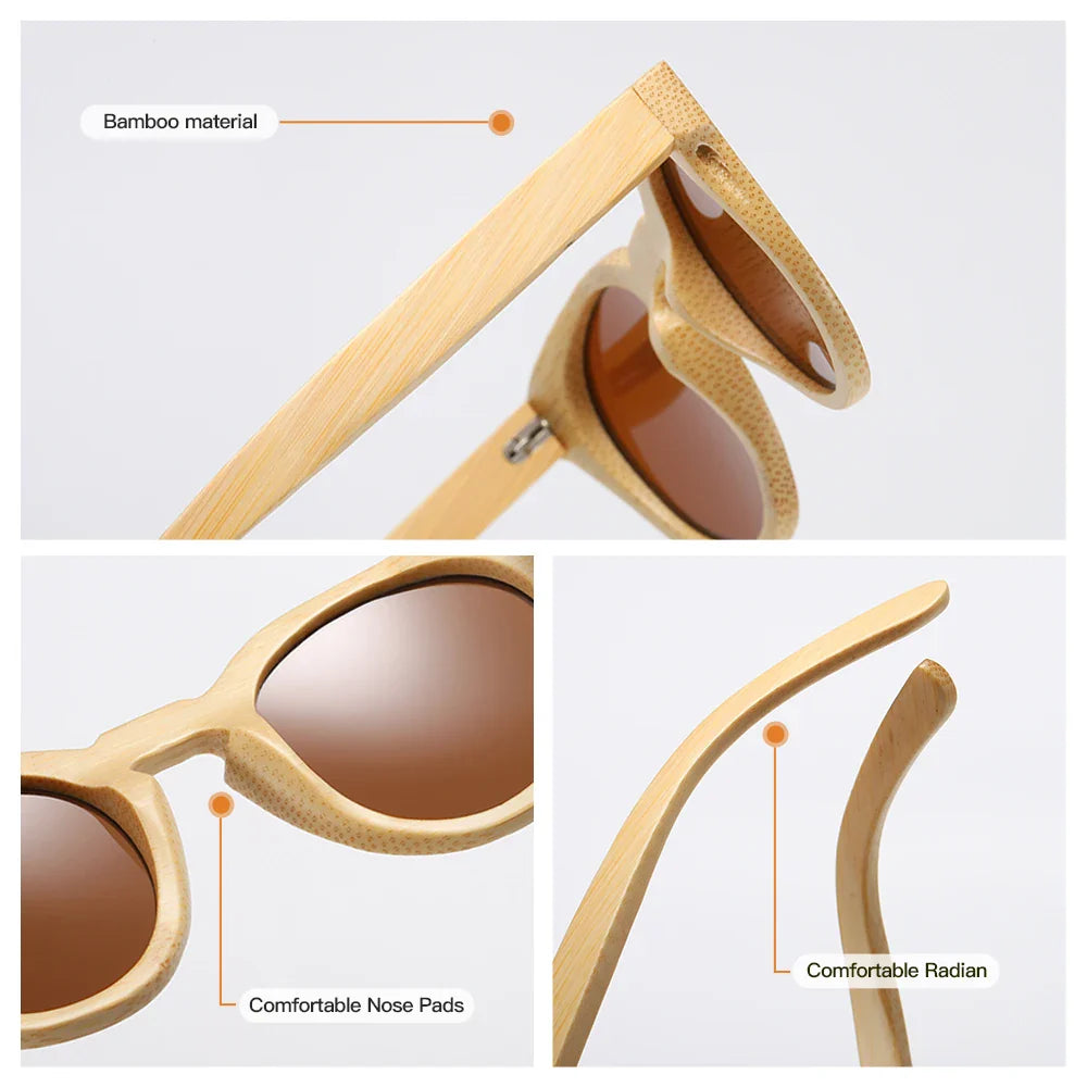 GM Design Women Bamboo Sunglasses With Polarized Mirror Lenses Of Bamboo Wood Sunglasses With Gift paper box 824