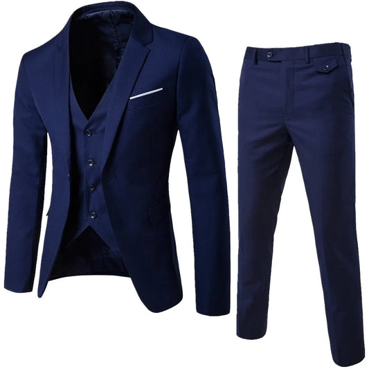 Men’s Suit Slim 3-piece Suit R Business Wedding Party Jacket Vest & Pants