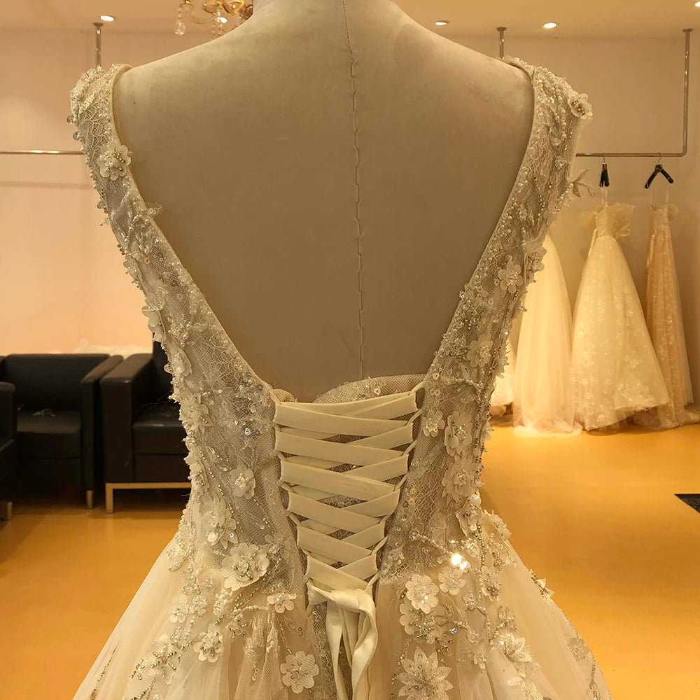 Evening Dresses: Wedding Dresses Luxury Beaded Backless Bridal Gown