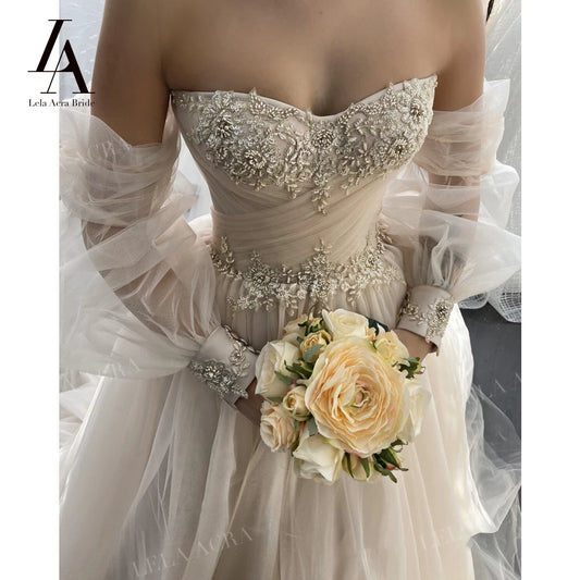 White Bridesmaid Dresses: Beach Wedding Dresses 2 In 1 Sleeve A-Line Bridal Gown
