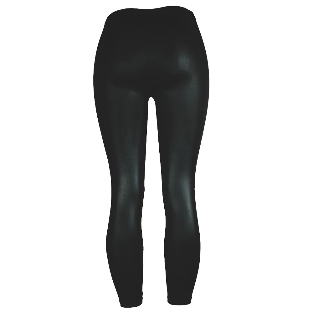 Women's Leather Leggings Bottom Pants Coloured Hip-up Elastic Slim Exercise Pants