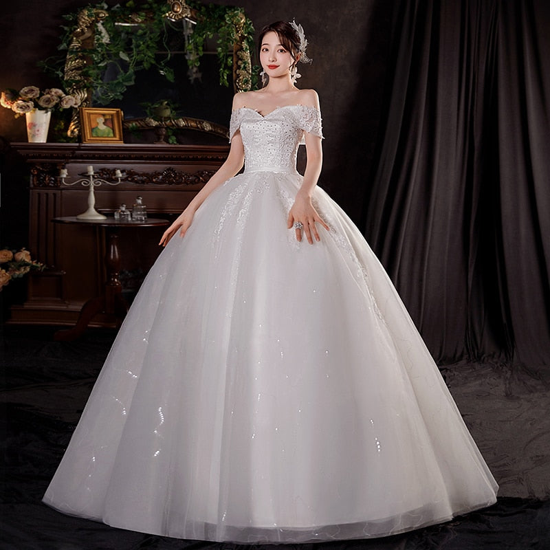 White Bridesmaid Dresses: Ball Gown Wedding Dresses Off The Shoulder Wedding Gowns