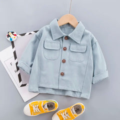 Children Spring Autumn Fashion Baby Clothes Boys Girls Cotton Solid Coat