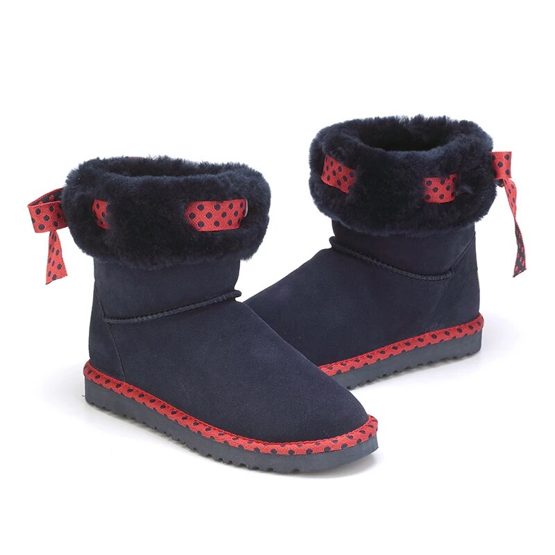 100% Genuine Leather Natural Fur Snow Boots Women Top Australia Boots