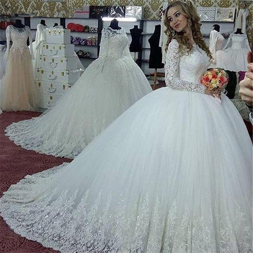 Vestidos De Noiva Long Sleeves Princess Wedding Dresses Puffy Vintage Ball Gown Dresses Bridal Gowns robe de mariage 2022