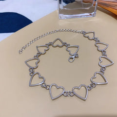 Korean Sweet Love Heart Choker Necklace Statement Girlfriend Gift Cute Bicolor Necklace