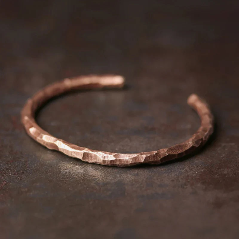 Handmade Hammered Copper Bracelet Men Women Vintage Viking Rustic Steampunk Retro Punk Handcuff Bangle Jewelry Handcuff