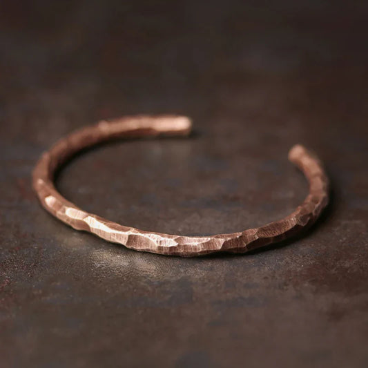 Handmade Hammered Copper Bracelet Men Women Vintage Viking Rustic Steampunk Retro Punk Handcuff Bangle Jewelry Handcuff