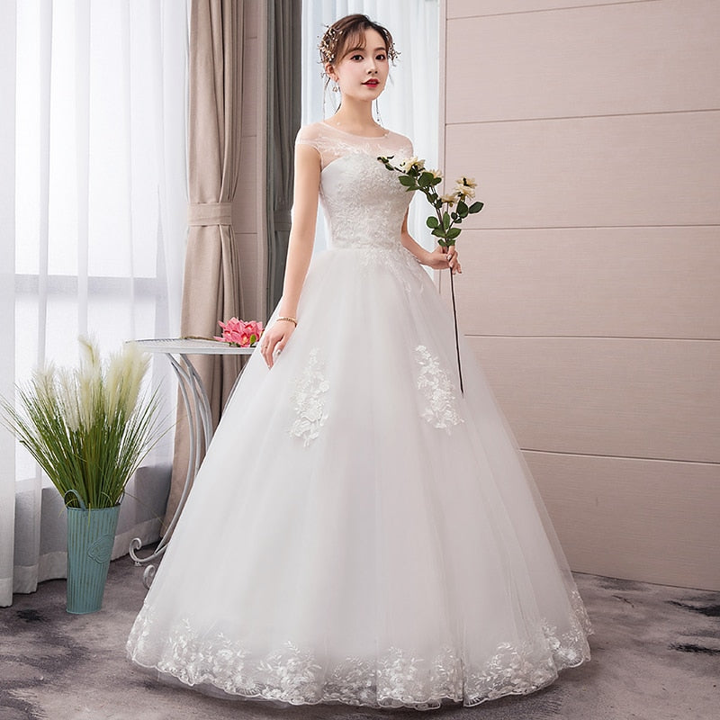 Wedding Dress  Ball Gowns Bridal Lace Up Embroidery Dress