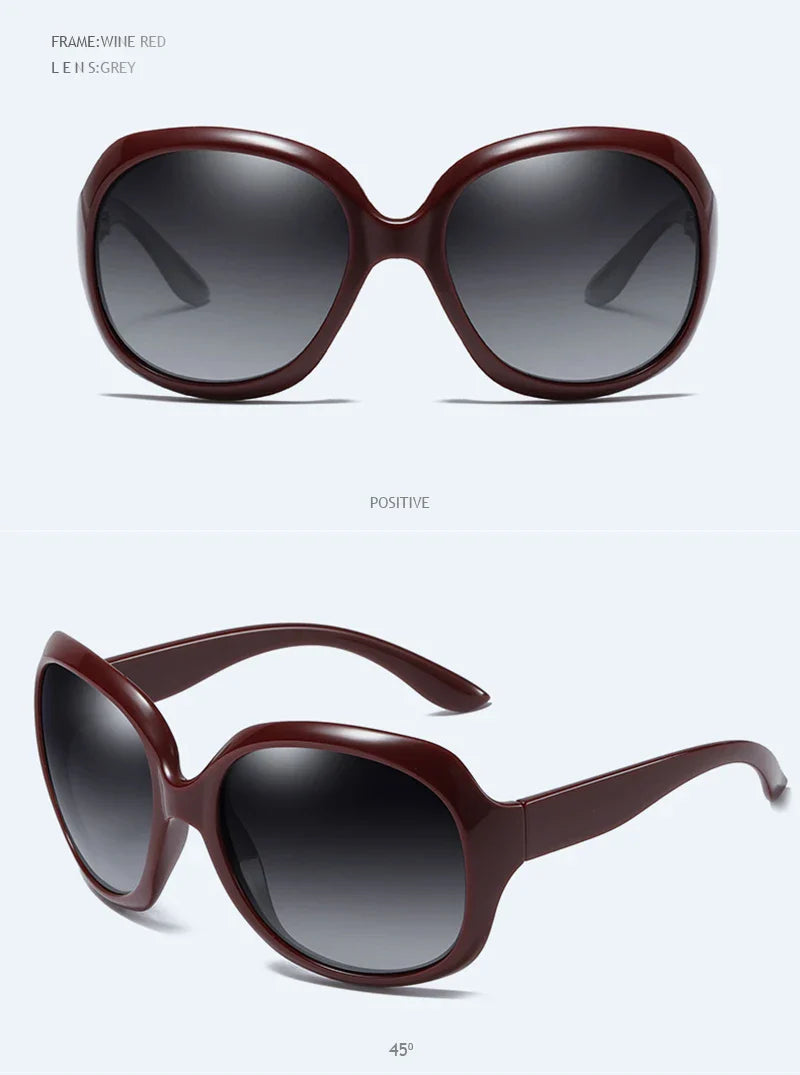 FUQIAN Brand Design Elegant Polarized Oversized Round Sunglasses Women Simple Fashion Big Plastic Ladies Sun Glasses UV400