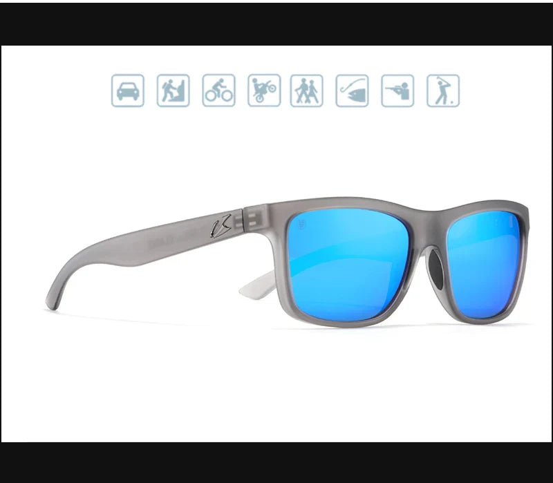 KAENON Square Polarized Sunglasses Men TR90 Flexible Sports Sun Glasses For Women Real Coating Lens With Original Box